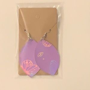 Purple Butterfly Faux Leather Earrings